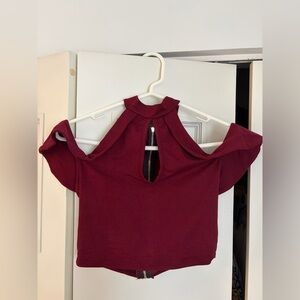 Scott Womens Off- Shoulder Crop Top in Burgundy